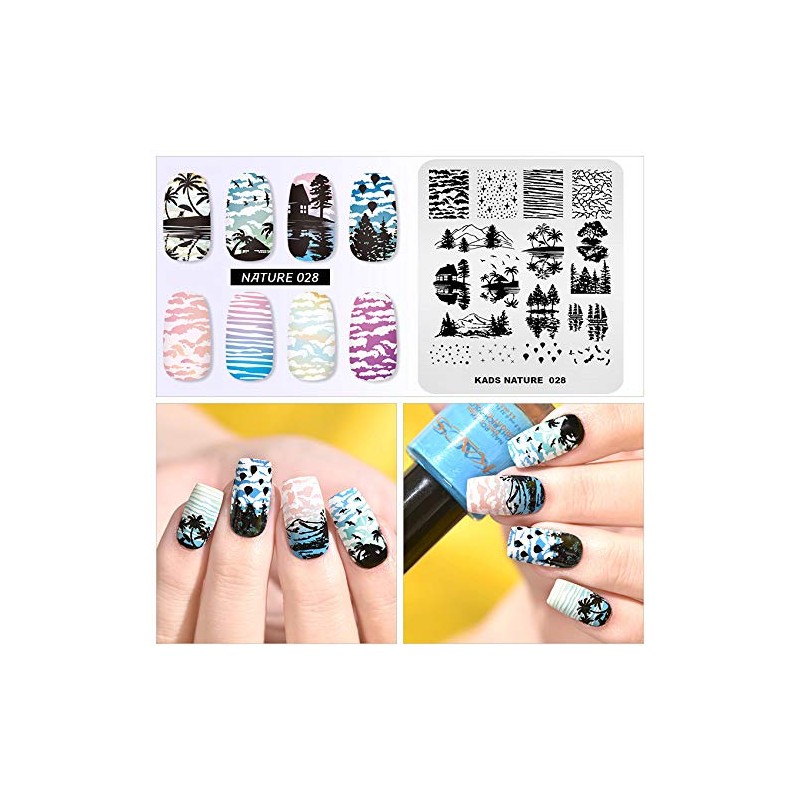 Nail Stamping Plate Fashion Nature Lake Lakeside River Seaside Jungle