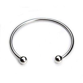 RUBYCA 5pcs Silver Tone Bangle Bracelet Screw End Ball Cuff Charm Beads DIY Jewelry Making