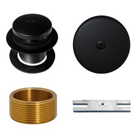 Westbrass A931K-62 Universal 1-3/8" Fine Thread Tip-Toe Bathtub Drain Plug Trim Set with One-Hole Overflow Faceplate and 1-1/2" Adapter Bushing, Matte Black
