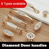 4 Pieces Gold Cabinet Handles, Minimalist Wardrobe Handles with Rhinestones,
