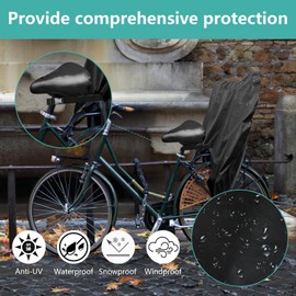 Rain Cover Bicycle Seat Children, 420D Oxford Bicycle Seat Rear Rain Cover, Waterproof Rain Cover for Bicycle Child Seat, Black Cover for Children with Reflective Strips for All Seats