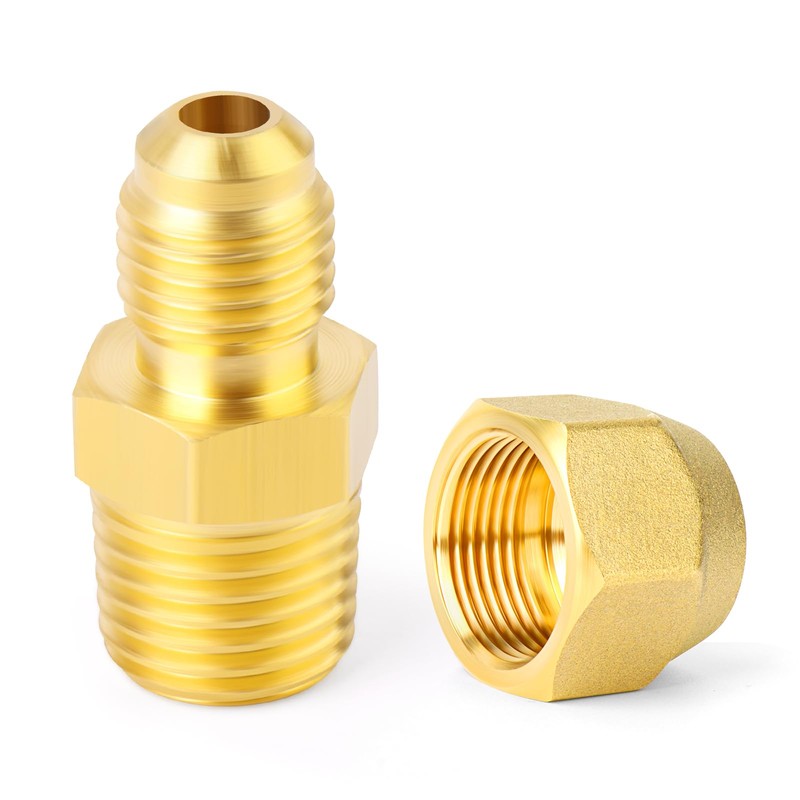 TAILONZ 2 PCS Brass Fittings, Flare Nut and Semi-Assembly, 1/4PT