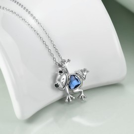 Axeluna Frog Necklace for Women 925 Sterling Silver Frog Pendant with Heart Crystal Chain Jewelry Gifts for Women, Sterling Silver, Sterling Silver