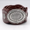 Heyjoin Oval Disc Belt for Women Wide Leather Concho Belts