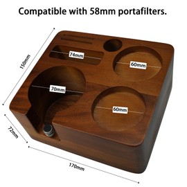 58mm Espresso Tamper Station – JHermitX Acacia Wood Portafilter Stand, Coffee Tamper & Distributor Holder with Tool Organizer and Non-Slip Base
