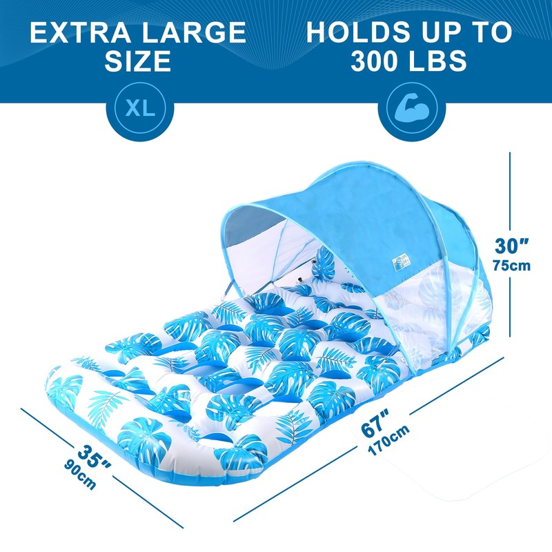 COOLCOOLDEE Inflatable Pool Float with UPF 50+ Sunshade Canopy,Extra Large