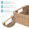 Large Natural Wicker Basket Rectangular with Wooden Handles, Seagrass Storage