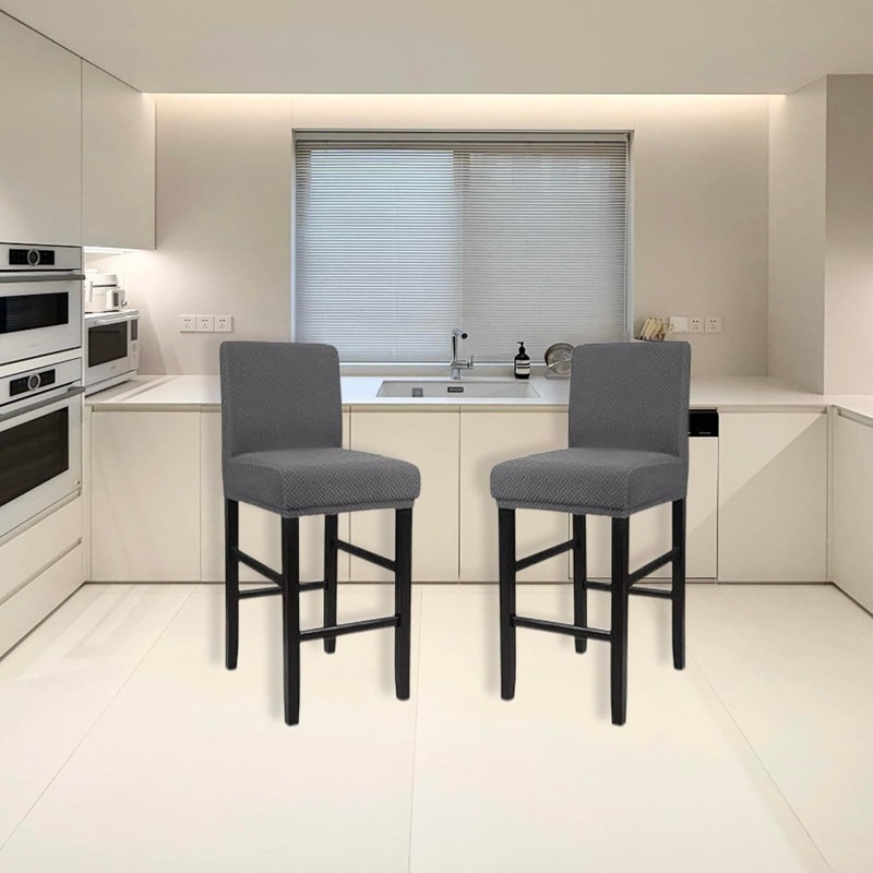 LAGAHS 2PCS Bar Stool Covers, Dark Gray Stretch and Removable