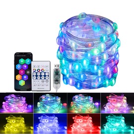 GEYUEYA Home Smart Fairy Lights USB,10M RGB String Lights Dimmable with Remote,APP Control,Shatterproof,Plug in Fairy Lights for Bedroom Festivals Xmas Party Wedding Decor