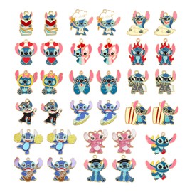 Westingmanual Cartoon Charms, 34Pcs, 17 Styel Cute Animal Charms for Making, Kawaii Enamel Charm Pendants for Earrings Making Accessories