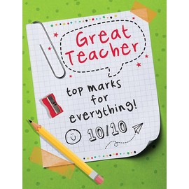 Piccadilly Greetings Great Teacher Top Marks Thank You Teacher Card - 8 x 6 inches