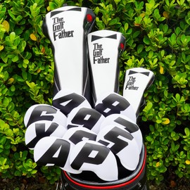 Golf Iron Club Head Covers Men 10Pcs Set for Right-hand 4-9,P,A,S,X Headcovers Protector White Neoprene Black Big Number