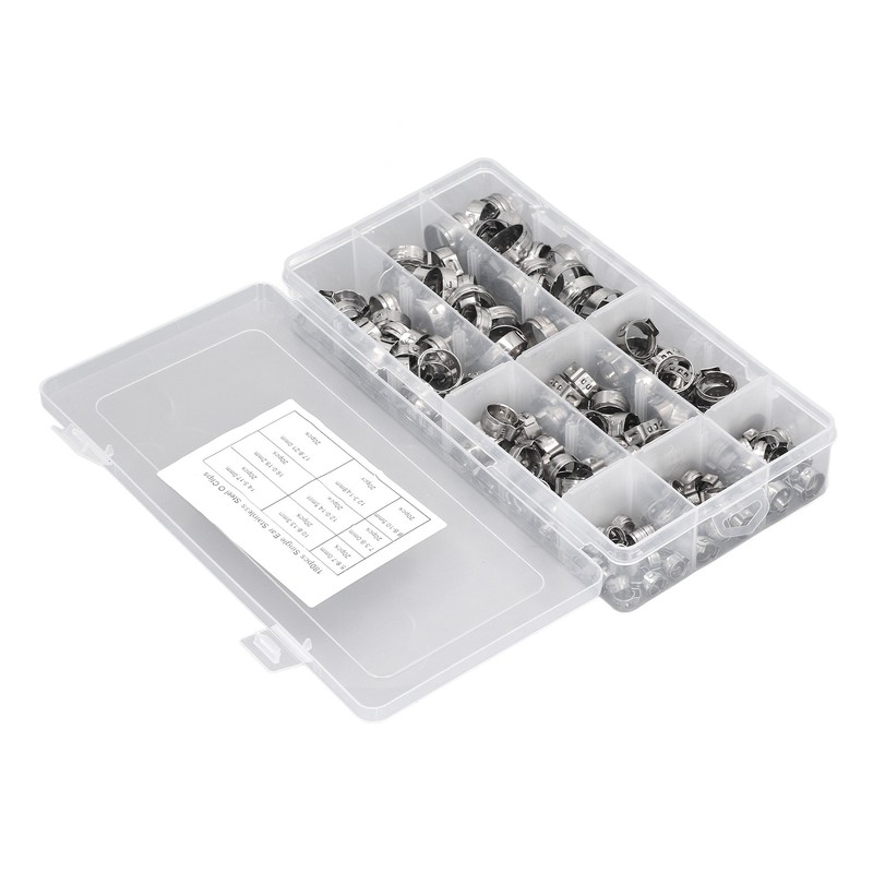180Pcs Fuel Hose Clamps Kit Stainless Steel Injection Line Accessories