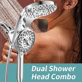 EAARSUO High Pressure Rain Shower Head with Handheld Spray, Magnetic Dual Shower Head with Handheld Combo, Magnetix Waterfall Showerhead with 8 Spray Modes and 71" Hose (Chrome)