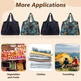 Niuoppy 2 Pcs Foldable Reusable Shopping Bags, Washable Tote Shopping Bags, Washable Grocery Bags for Household Outdoors Daily (Leaf)