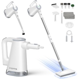 FEPPO Steam Mop & Handheld Steam Cleaner for Home and Floor Cleaning, 15s Heat-Up, 230°F Powerful Steamer with 10in1 Multi-Purpose Attachments for Floor,Hardwood,Tile,Grout,Window,Kitchen,Bath