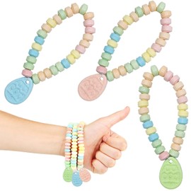 Easter Egg Candy Bracelet, Multicolor Fruit-Flavored Chewables for Party Favors (12-Pack)