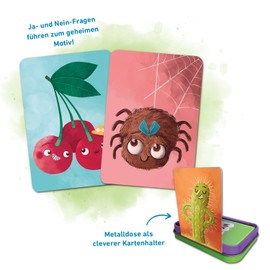 moses moses. Wer Bin ich? Zeitloses Kinderspiel für die ganze Familie, Gesellschaftsspiel mit 40 lustigen Illustrationen, Reisespiel in Metalldose für unterwegs, für Kinder ab 5 Jahren und 2-6 Spieler