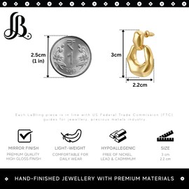 LaBling Hexagon Hoop Earrings for Women | Statement Gold Trendy Retro Hoop Earrings - Hexagon Hoop