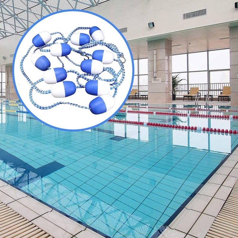 Swimming Pool Safety Float Line with Hooks Blue and White