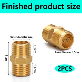 QZKJQDD 2 Pcs Thread Brass Hex Nipple Connector, 1/2" Male to 1/2" Male, Hex Nipple Pipe Fittings, Thread Connector for Pipe Connecting Conversion