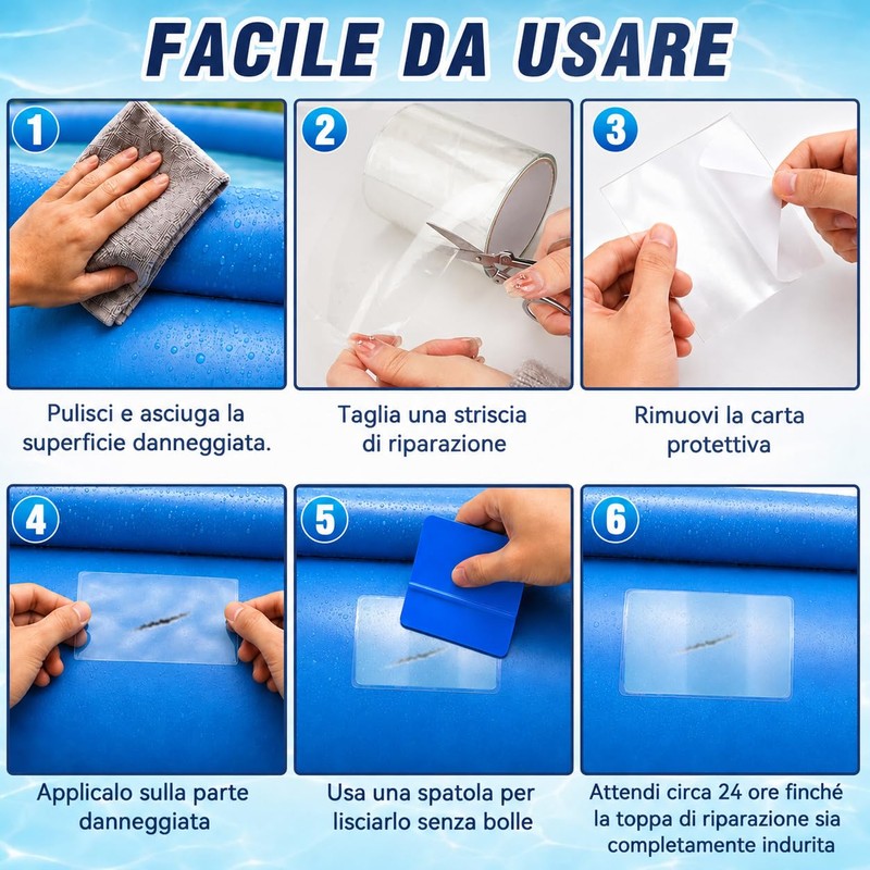 HuakChai Kit Riparazione Piscina, Nastro Impermeabile Subacqueo, Set di Toppe