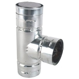 Pellet Stove Vent Tee with Cleanout Tee Cap, 3"