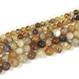 Malahill - Cuentas de piedras preciosas para joyería (5 filamentos en el interior, ópalo amarillo de 10 mm)