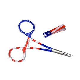 Patriotic American Flag Print Fly Fishing Tools Forceps and Line Nippers Anglers Combo Kit