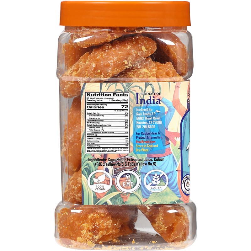 Rani Pesi Gur (Jaggery) Indian Unrefined Raw Cane Sugar 35oz