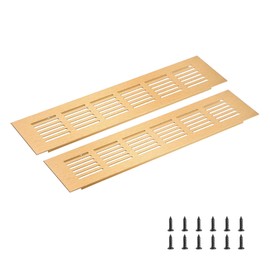 sourcing map Rectangle Ventilation Grille, Aluminum Alloy Mesh Air Vent Cover Louvered Ventilation Cover with Mounting Screws for Cabinet Wardrobe Shoe Closet (250x60mm/10"x2", Gold Tone)