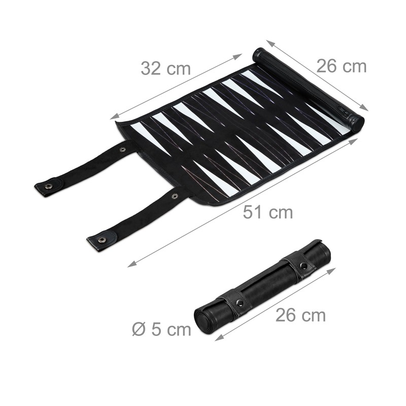 Relaxdays Backgammon Travel Game Roll Up with Accessories Playing Field