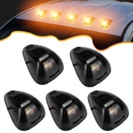 PSEQT Car Roof Marker Lights 10 LED Smoked Amber Top Clearance Running Lights for F250 F350 F450 F550 Super Duty Pickup Trucks SUV (5PCS, Smoked Lens)