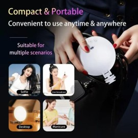 Portable USB Rechargeable Selfie Fill Light Adjustable Brightness with Phone Grip Compatible with All Phone ModelsMaterial: High-quality ABS plastic and electronic components, Feature: Universal phone compatibility, ergonomic grip, three lighting modes, 