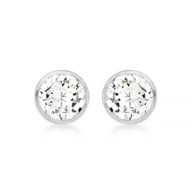 Carissima Gold Women's 9 ct White Gold 5 mm Round Cubic Zirconia Stud Earrings