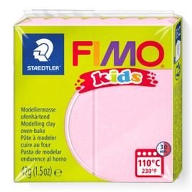 STAEDTLER Fimo Kids, oven-hardening modelling clay, pearlescent pink, extra soft and supple, especially for children, normal block, 42 g, 8030-206