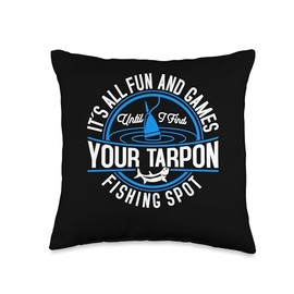 Tarpon Fishing Gear Rod and Reel Combo Tarpon Fisherman Throw Pillow