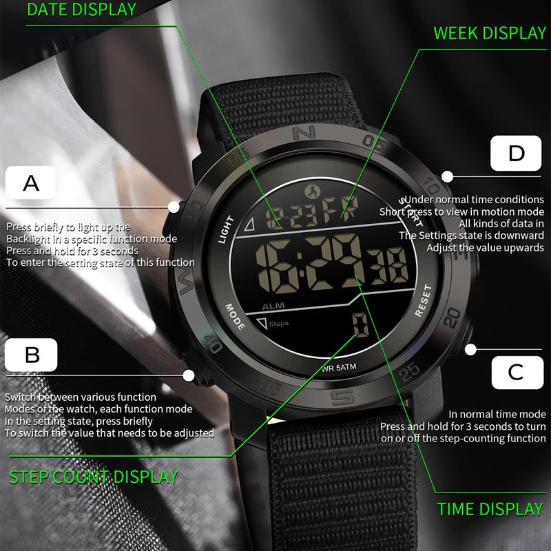 findtime Step Counter Watch No Phone Needed Pedometer for Walking