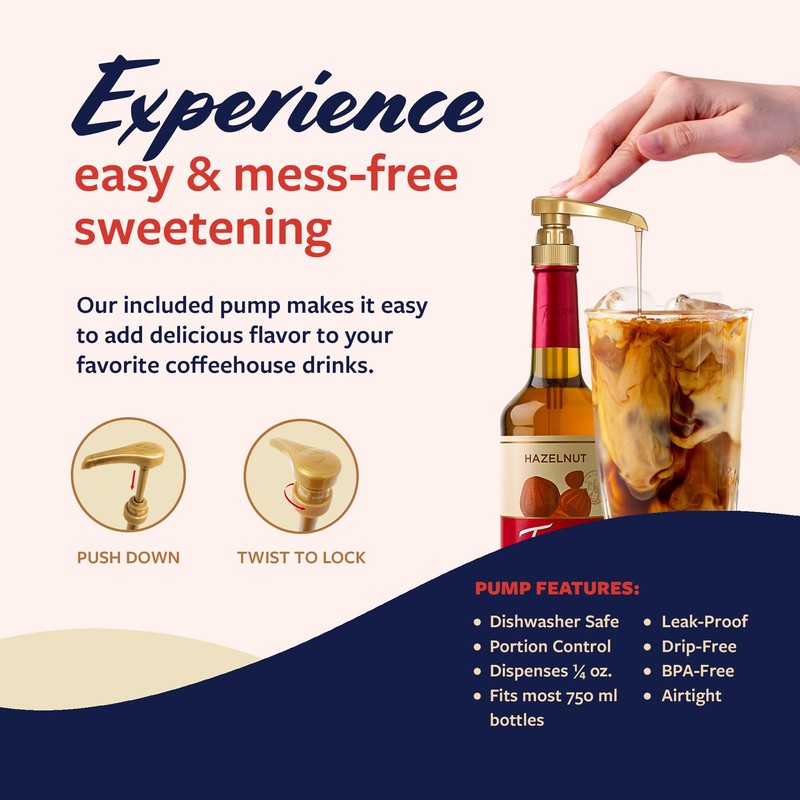 Torani Puremade Syrup, Hazelnut Flavoring for Drinks, GMO Free, Glass