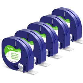 Replacement for DYMO Letratag Refills 91220 Label Printing Tape Compatible with Dymo Label Maker Refills 1/2" x 13' White Paper Label Tape for Dymo Letra Tag 200B LT-100H 100T Plus, Pack of 5