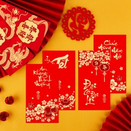 Chinese Red Envelopes,TuoYi 36 Pcs 5 Patterns Hong Bao Chinese Red Envelopes for Wedding Birthday Happy