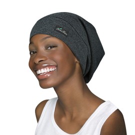 FocusCare Adjustable Sleep Cap, Satin Lined Extra Large Women Curly Hair Day & Night Available, dark heather grey