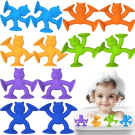 Cute Bear Suction Cup Toy Bath Toys for Kids Ages 4-8 No Hole Bathtub Sensory Toy Airplane Toys for Toddlers 1-3, Connect Build Create Baby Toys, 12 PCS