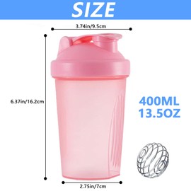 SHENGRUI Protein Shaker Bottle 400ml with Mixball Perfect for Mixing Powder Shakes Leakproof Secure Drink Flip Cap Protein & Supplement Shaker Bottle for Gym Sports Workout
