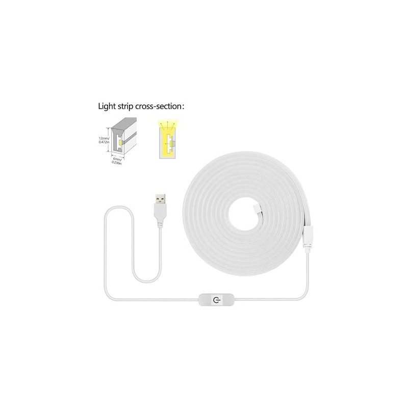 Weforu LED Strip Light 2m Dimmable Neon Rope Light USB