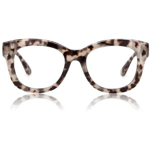 JiSoo Oversized Reading Glasses for Women Men 1.25, Stylish Designer Readers Women 1.25 with Large Frame,Demi Grey