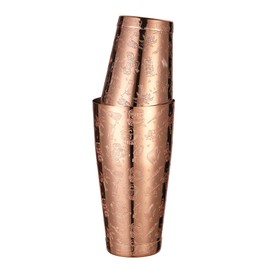 Weighted Boston Shaker Cocktail Shaker Etched with Tiki Imagery (Copper Tiki Graphic)