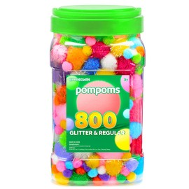 Eppingwin 800pcs Multi-Colored Pom Poms, Regular & Sparkly Pompoms, Assorted Size & Color Pom Poms, Craft Pom Poms for Arts, Crafts and DIY Projects(Multi-Color)