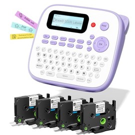 Máquina etiquetadora con cintas, etiquetadora impermeable, máquina etiquetadora portátil D210S con cintas, paquete de 4 unidades, 0.472 in, 0.47 de co