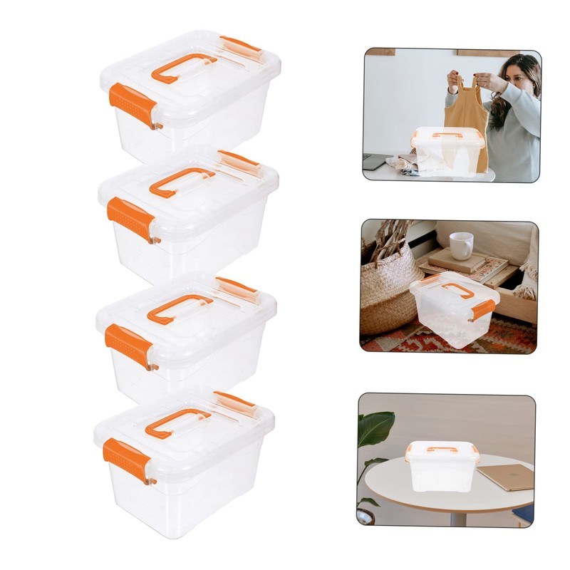 Levemolo 4pcs Storage Box Lid and Handle Double Organizer for